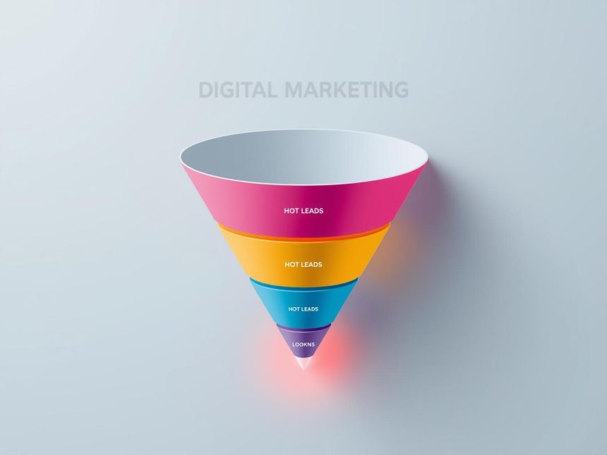Marketer using CRM tools to analyze lead scores and audience segments, symbolizing prioritization and personalized nurturing strategies.