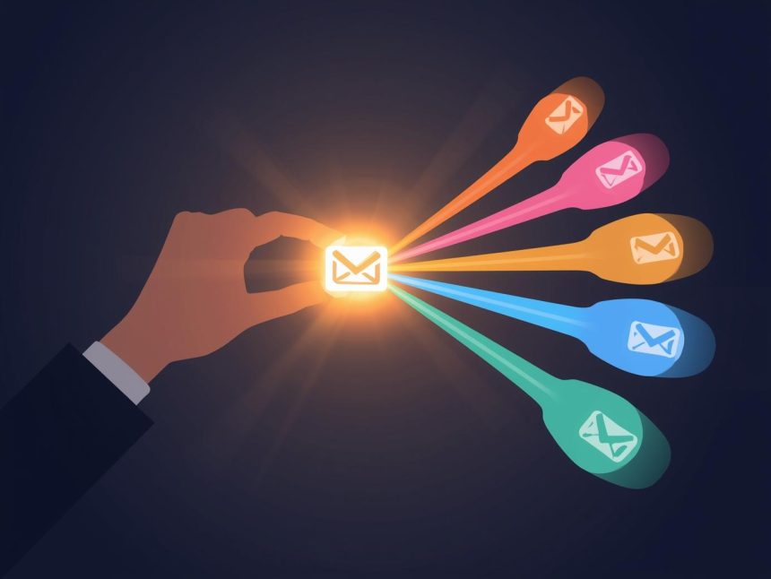 Marketer analyzing segmented email audiences on a data dashboard to improve conversions and campaign performance.