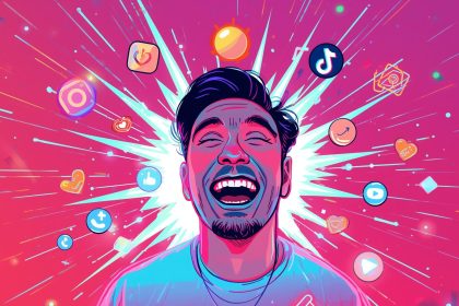 Content creator surrounded by glowing Reels, TikTok, and YouTube Shorts icons, symbolizing short-form video strategies for viral growth in 2025.