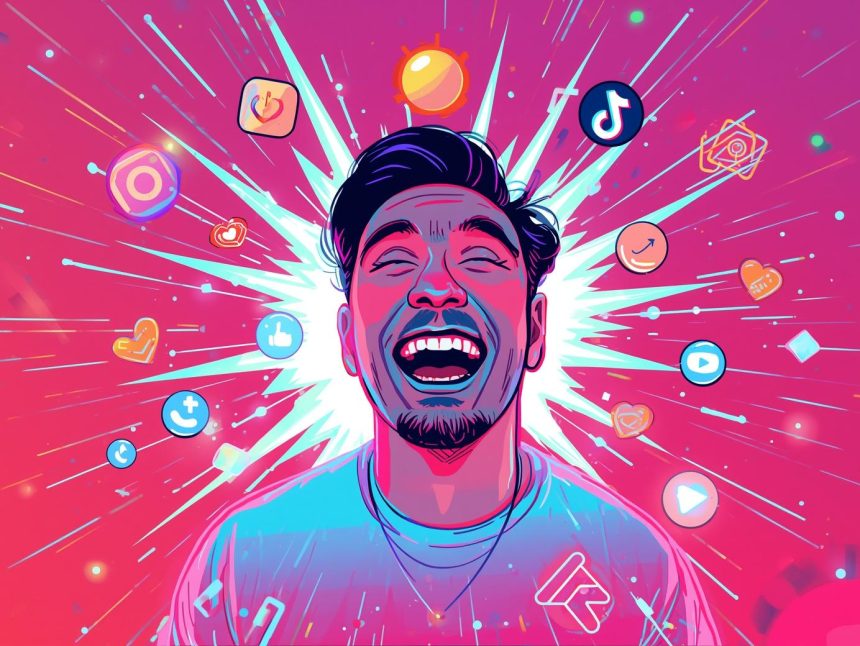 Content creator surrounded by glowing Reels, TikTok, and YouTube Shorts icons, symbolizing short-form video strategies for viral growth in 2025.