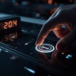 Marketer analyzing optimal send times on a digital dashboard surrounded by email and clock icons, symbolizing timing precision for higher open rates.