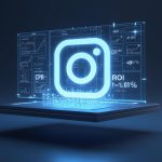 Marketer converting Instagram ad clicks into conversions using analytics dashboards, symbolizing setup-to-ROI success in 2025.