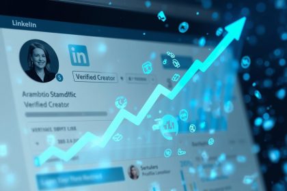 Professional transforming their LinkedIn profile into a personal brand powerhouse with rising engagement and authority in 2025.