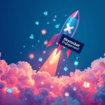 Futuristic visualization of the Twitter/X algorithm analyzing posts to boost reach and engagement metrics.