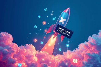 Futuristic visualization of the Twitter/X algorithm analyzing posts to boost reach and engagement metrics.