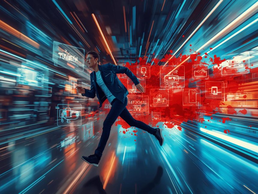 A digital entrepreneur examining a glowing sales chart highlighting top marketplace product categories like tech, beauty, and home goods that dominate demand in 2025.