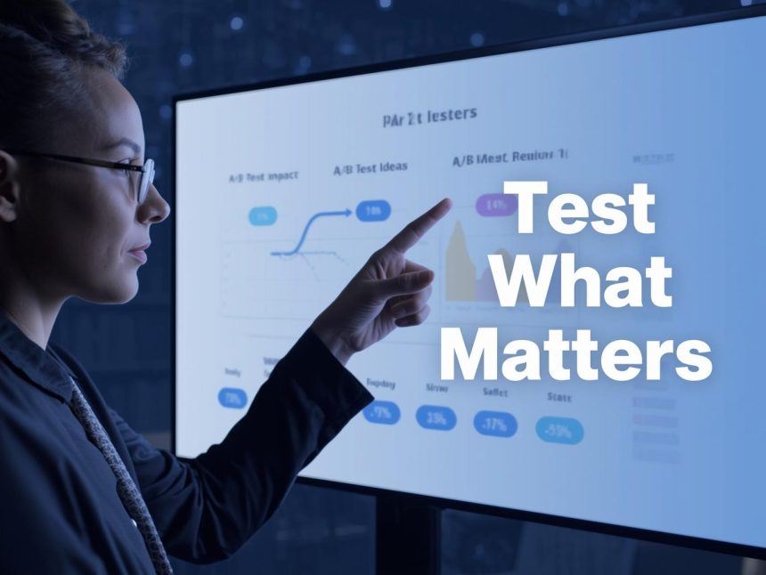 A marketer prioritizing A/B test ideas using data-driven frameworks like ICE, PIE, and PXL to identify the most impactful experiments first.