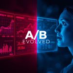 A marketer analyzing advanced A/B testing dashboards and AI-driven optimization results representing the evolution of experimentation in 2025.