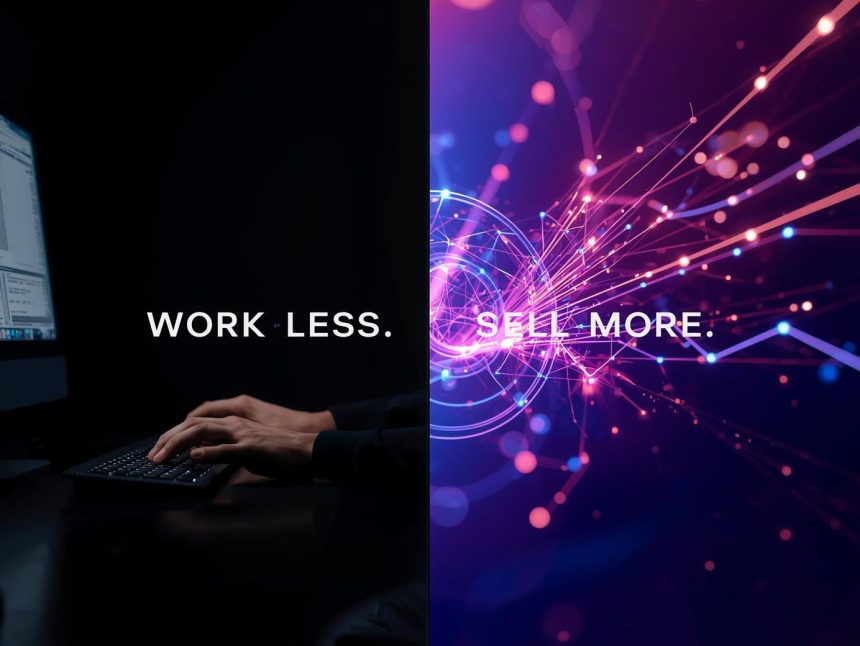 Marketer surrounded by holographic dashboards and AI-driven automation tools managing e-commerce operations, symbolizing marketplace efficiency and sales growth in 2025.