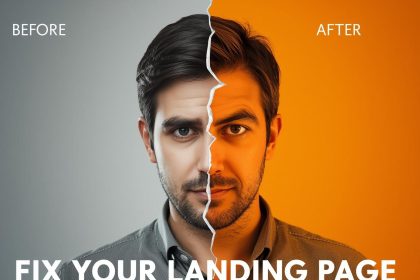 Marketer launching an optimized landing page as conversion metrics rise, symbolizing success through effective design and strategy.