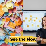 A marketer visualizing a glowing customer journey map showing key touchpoints and best practices for mapping success.