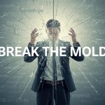 Confident thought leader speaking under a spotlight, symbolizing courage and authenticity in thought leadership marketing.