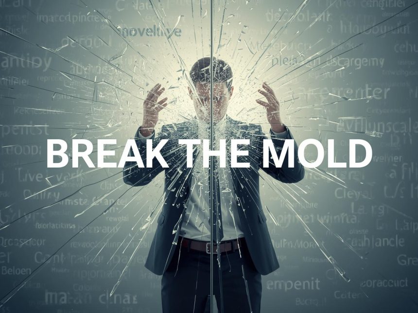 Confident thought leader speaking under a spotlight, symbolizing courage and authenticity in thought leadership marketing.