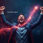 Confident marketer analyzing data dashboards showing improved marketing performance, symbolizing successful data-driven strategies in 2025.