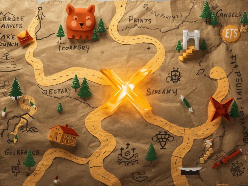 A smiling Etsy seller discovering trending 2025 search keywords like handmade jewelry and personalized gifts on a glowing laptop, symbolizing keyword-driven success on Etsy.