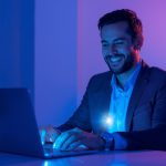 Digital marketer starting with Google Analytics 4 dashboard, symbolizing the simplicity and clarity of using GA4 for beginners.