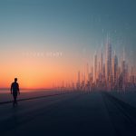 A digital composite of a human and AI face merging, symbolizing the future of AI-powered thought leadership and generative marketing in 2025.