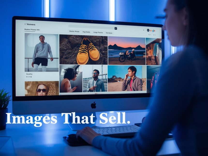 Professional marketer optimizing high-quality product photos on a digital interface, symbolizing how visuals drive product listing performance and conversions.