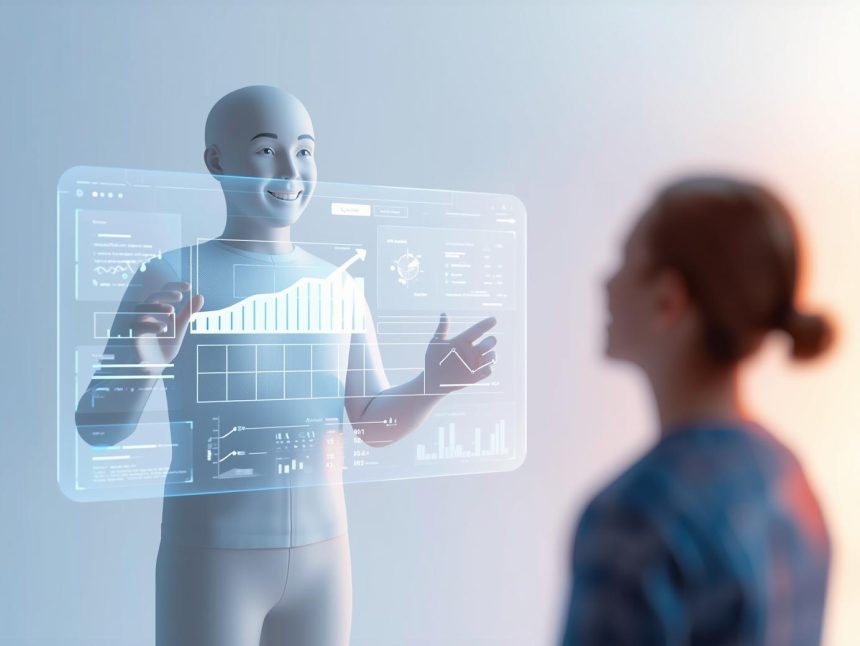 A beginner digital marketer setting up Google Analytics 4 with event tracking on a laptop, surrounded by glowing data icons representing website activity and engagement metrics.