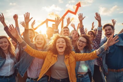 A digital marketer analyzing a glowing marketing performance dashboard showing live campaign metrics and ROI data for 2025.