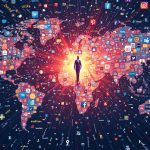 A professional surrounded by consistent social media profiles, symbolizing cross-platform personal branding and online identity alignment.