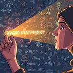 A glowing brand logo positioned prominently on a futuristic digital landscape, symbolizing strategic clarity and brand positioning success in 2025.