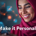 A marketer leveraging AI-driven personalization across industries like retail, healthcare, finance, and technology to deliver tailored marketing experiences in 2025.