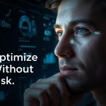 A marketer analyzing SEO rankings and A/B testing dashboards to improve conversion rates without negatively affecting search engine visibility.