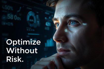 A marketer analyzing SEO rankings and A/B testing dashboards to improve conversion rates without negatively affecting search engine visibility.