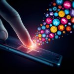 A smartphone glowing with floating shopping icons and product boxes, symbolizing how mobile commerce (M-commerce) is transforming online shopping experiences and sales in 2025.