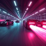 A glowing brand logo standing out among faded competitors, symbolizing brand positioning trends and visibility in 2025.