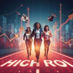 A futuristic marketer surrounded by glowing analytics dashboards and digital performance metrics representing performance marketing trends in 2025.