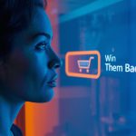 Shopper viewing a digital ad of a previously abandoned product, symbolizing retargeting and remarketing strategies that recover sales in 2025.