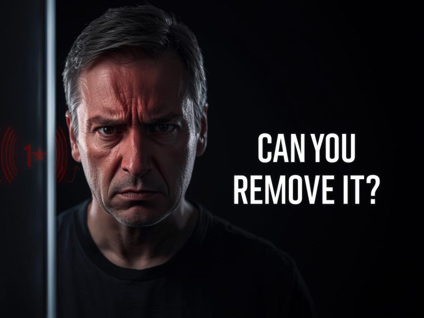 Concerned business owner looking at a one-star review on a digital screen, symbolizing the challenges of removing negative reviews in 2025.