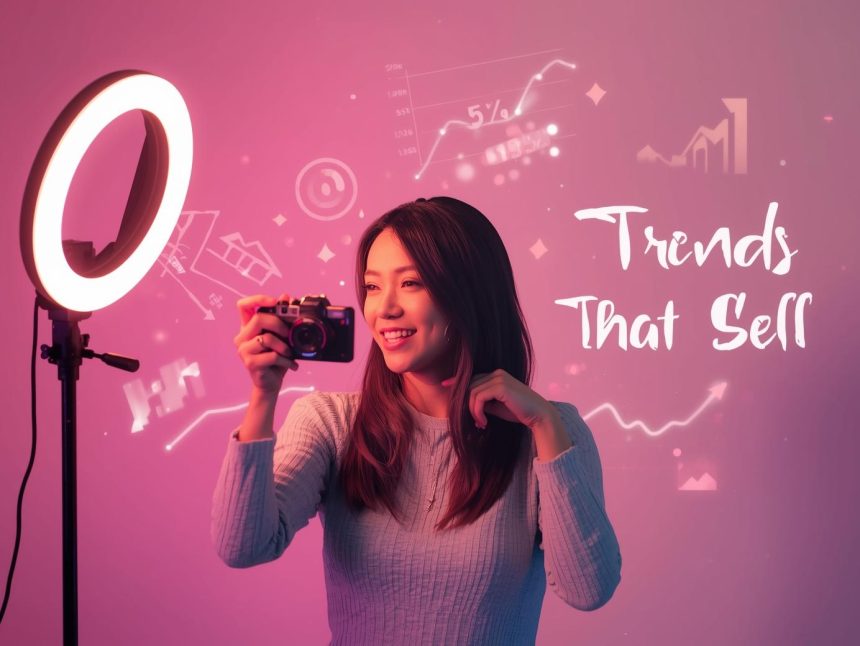 Group of Gen Z and Millennial shoppers engaging with interactive social commerce posts, symbolizing new buying behaviors and digital trends in 2025.