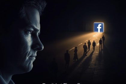 Happy marketer celebrating as retargeted Facebook users return and engage with ads, symbolizing successful social media retargeting strategies.