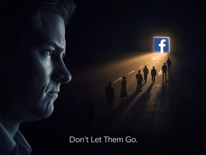 Happy marketer celebrating as retargeted Facebook users return and engage with ads, symbolizing successful social media retargeting strategies.