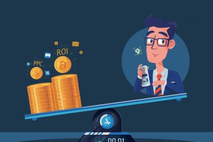 A digital marketer surrounded by glowing logos of Google, Meta, TikTok, and LinkedIn, analyzing ROI charts to decide the best performance marketing channels for 2025.