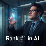 A marketer using AI tools to optimize structured answers, representing how Answer Engine Optimization (AEO) helps brands rank in AI-driven search results.