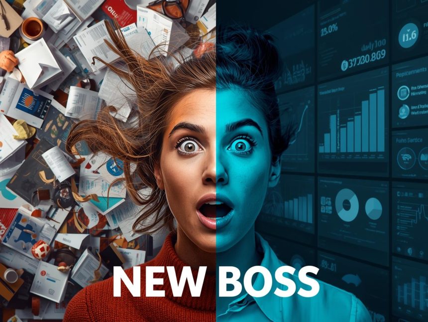 A person emotionally reacting to a decentralized AI agent emerging from a blockchain network, with vibrant tech visuals and futuristic energy.