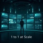 Marketer using AI to personalize email content and campaigns, symbolizing predictive engagement and customer connection in 2025.