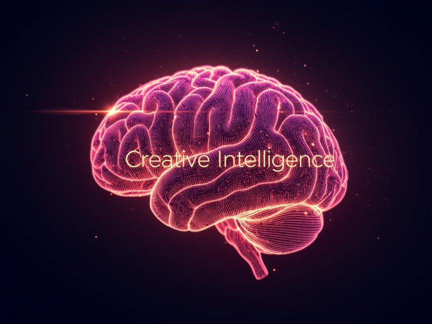 Marketer collaborating with AI tools to generate and optimize digital content, symbolizing the future of AI-driven creativity and marketing performance.