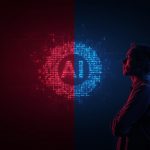 AI-powered reputation repair tool rebuilding a damaged brand image with digital effects and emotional human expression representing trust recovery.