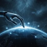 A striking visual representation of artificial intelligence optimizing digital advertising campaigns.