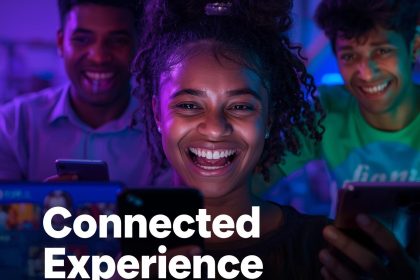 Customer engaging with a brand across multiple devices and channels, representing seamless omnichannel customer experience in 2025.