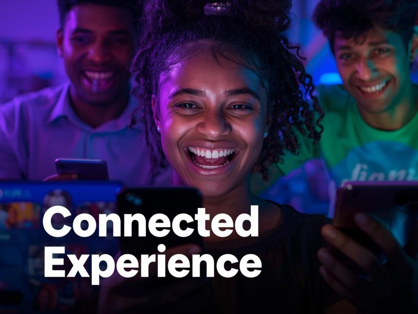 Customer engaging with a brand across multiple devices and channels, representing seamless omnichannel customer experience in 2025.