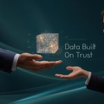 Human and AI collaborating over secure, high-quality data systems symbolizing ethics, data quality, and trust in AI-powered personalization for 2025.