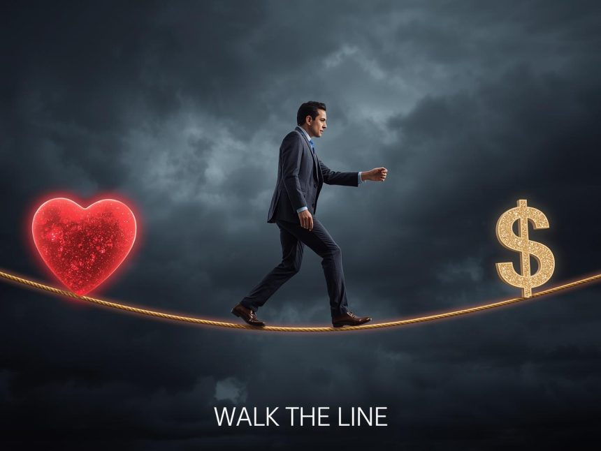 A conceptual image illustrating the challenges of ethical brand activism, featuring a strong visual metaphor to represent the clash between corporate values and public reputation.