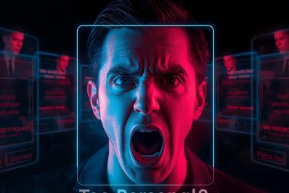 AI-powered digital marketer surrounded by personalized data streams predicting customer behavior in 2025.