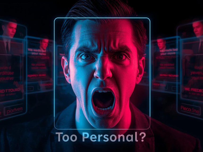 AI-powered digital marketer surrounded by personalized data streams predicting customer behavior in 2025.